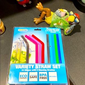 Variety stainless steel & silicone straws/cleaners